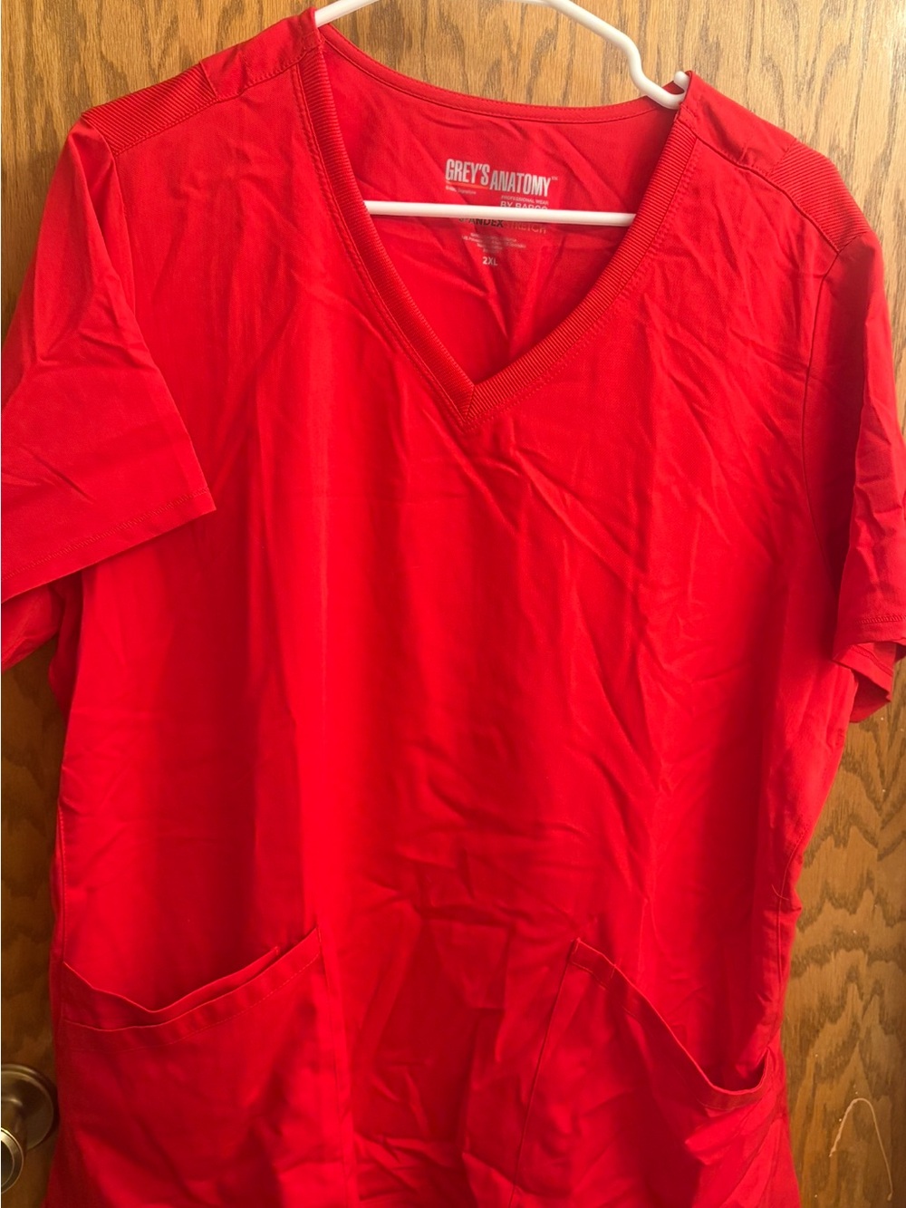 Grey's Anatomy Red V-Neck Medical Scrub Top